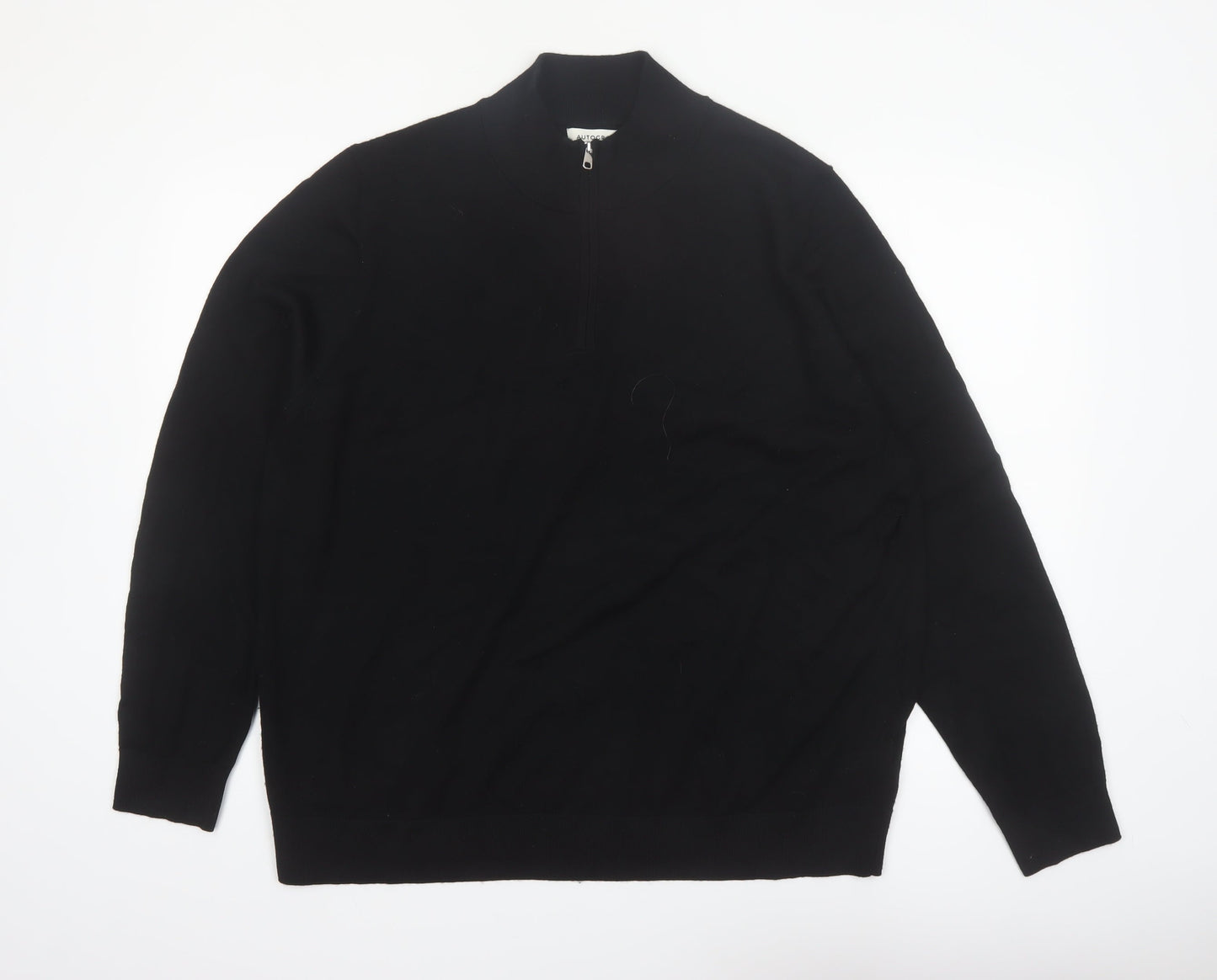 Marks and Spencer Autograph Men's Black 2XL Merino Wool 1/2 Zip Jumper