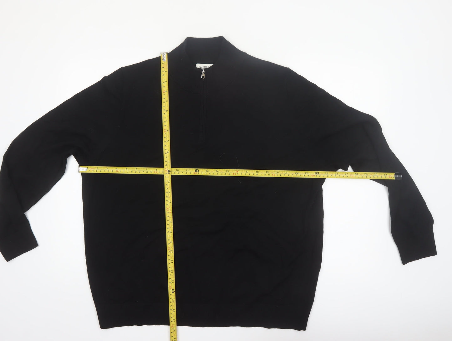Marks and Spencer Autograph Men's Black 2XL Merino Wool 1/2 Zip Jumper