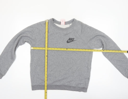 Nike Women Grey Small Pullover Sweatshirt Crew Neck Long Sleeve