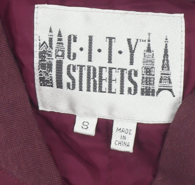 City Streets Men's Red Silk Bomber Jacket Size S Full Zip Casual