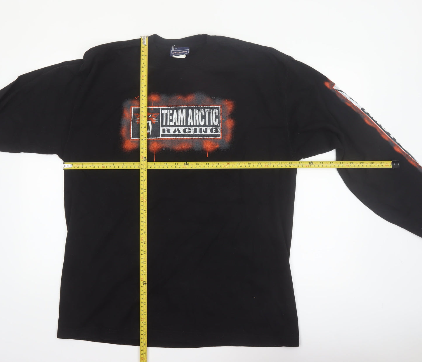 JanSport Men's Black Team Arctic Racing Long Sleeve Vintage Tee L