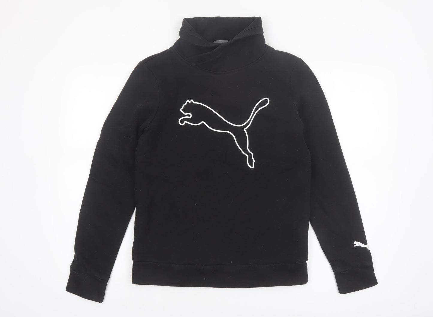 Puma Womens Black Small Pullover Sweatshirt with Logo Print