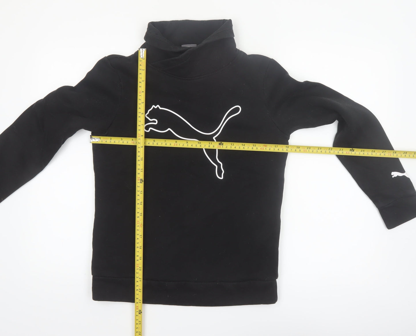 Puma Womens Black Small Pullover Sweatshirt with Logo Print