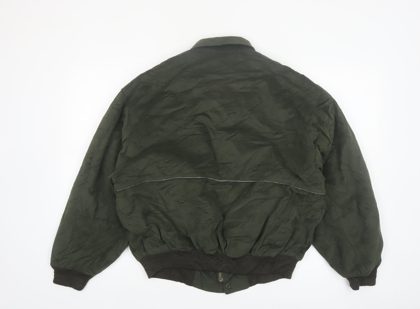 Kings Well Men's Green Bomber Jacket L Full Zip Casual Style