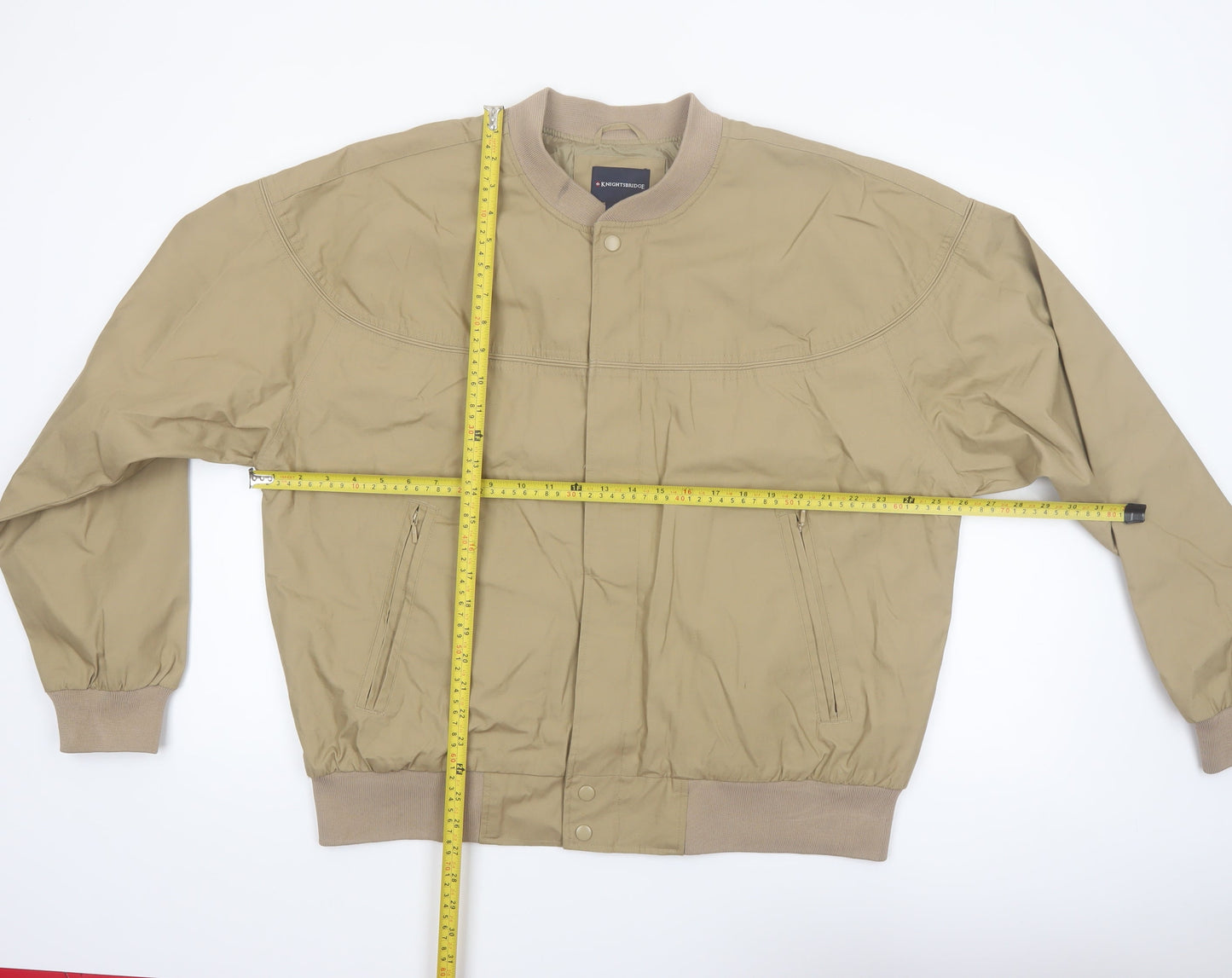 Knightsbridge Men's Beige Bomber Jacket L Polyester Cotton Casual