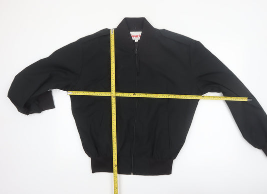 CANEX Men's Black Bomber Jacket Size 42 Regular Fit Full Zip Polyester