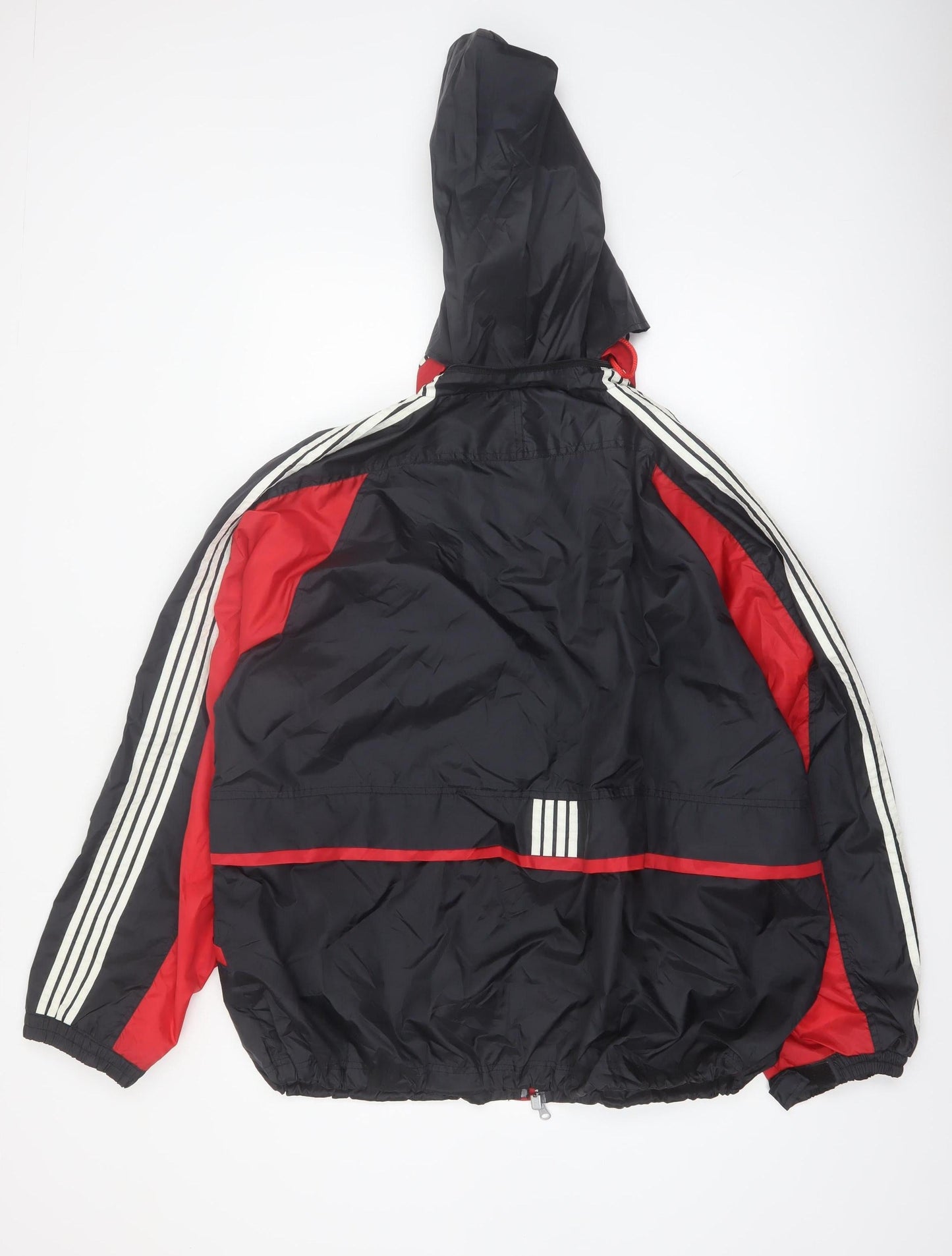 Rigo 2000 Men's Black Red Nylon Hooded Windbreaker Jacket L