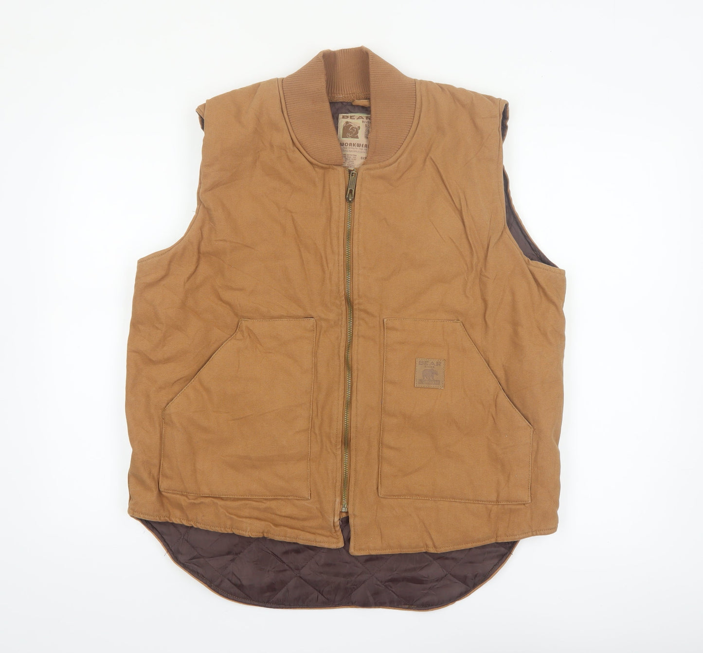 Bear River Men's Brown L Cotton Canvas Workwear Bodywarmer Waistcoat