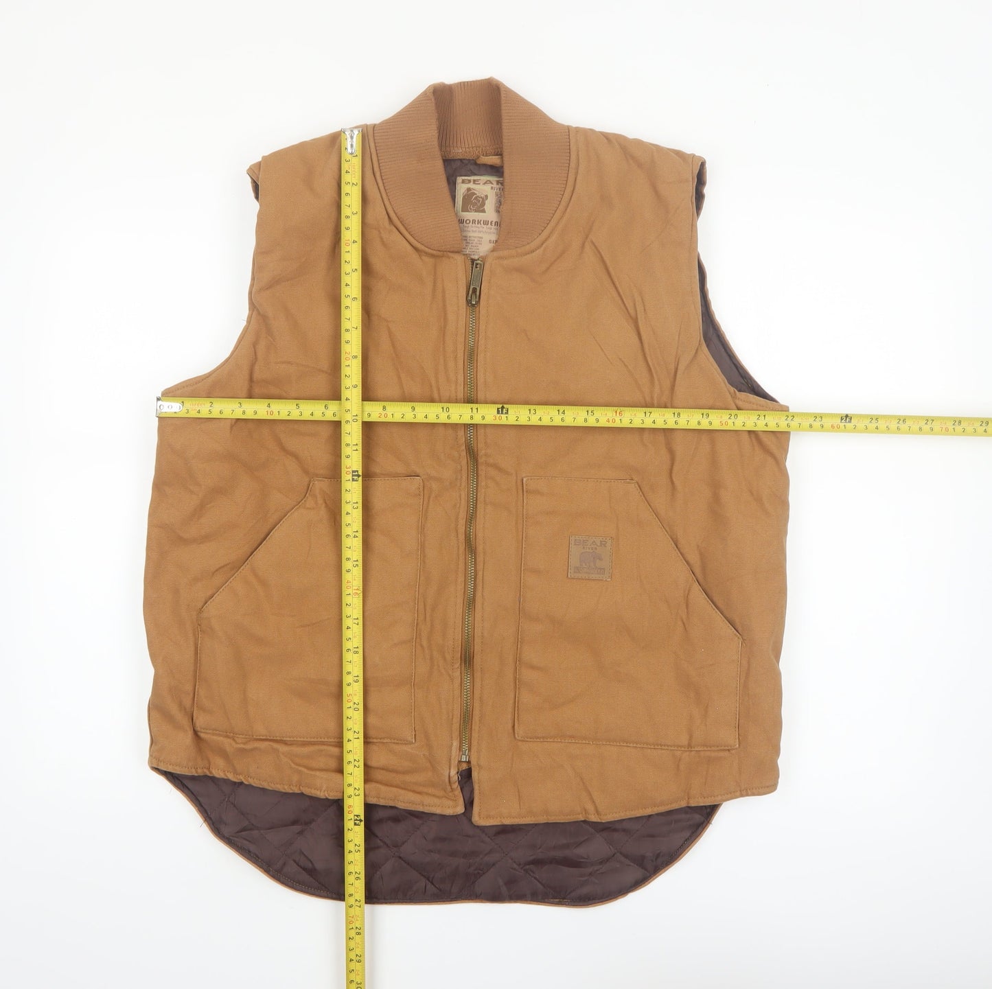Bear River Men's Brown L Cotton Canvas Workwear Bodywarmer Waistcoat