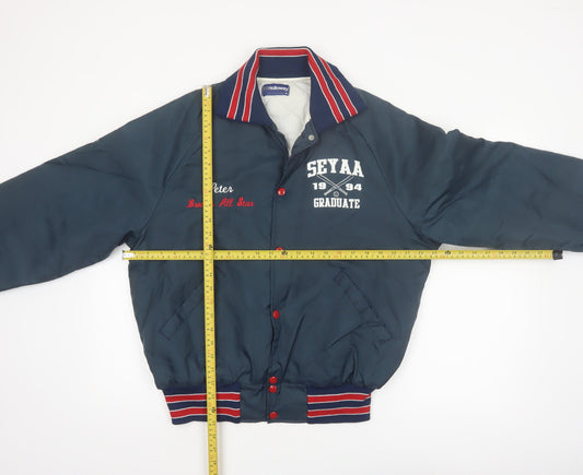 Holloway Men Blue Varsity Baseball Jacket M Sports Lined Retro