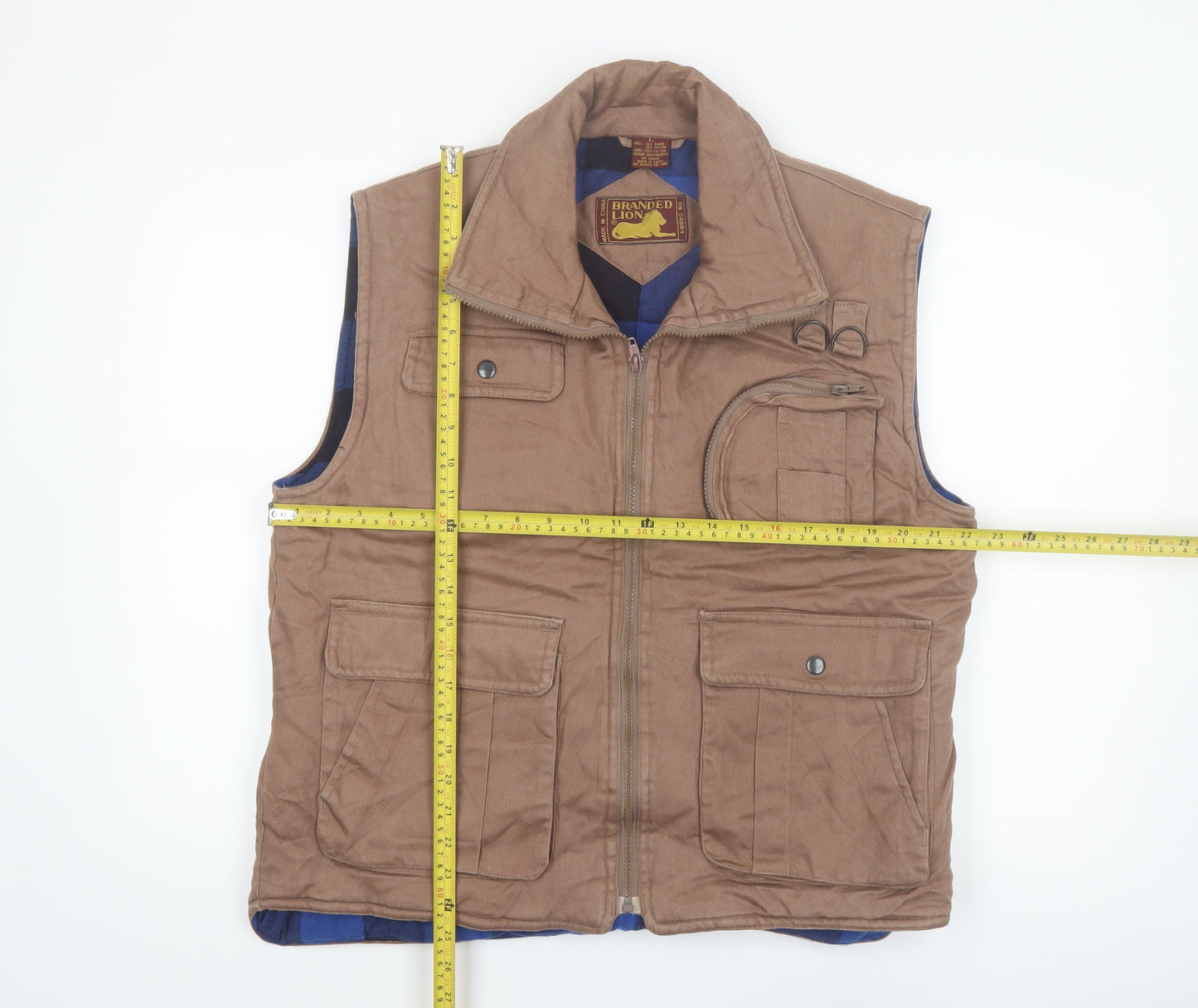 Branded Lion Men’s Brown L Padded Ramie Cotton Waistcoat Vest