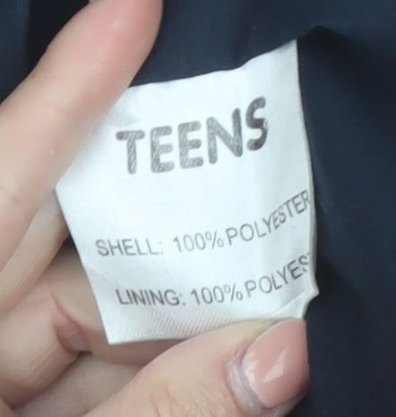 Teens Blue Polyester Casual Basic Jacket Lined Size L