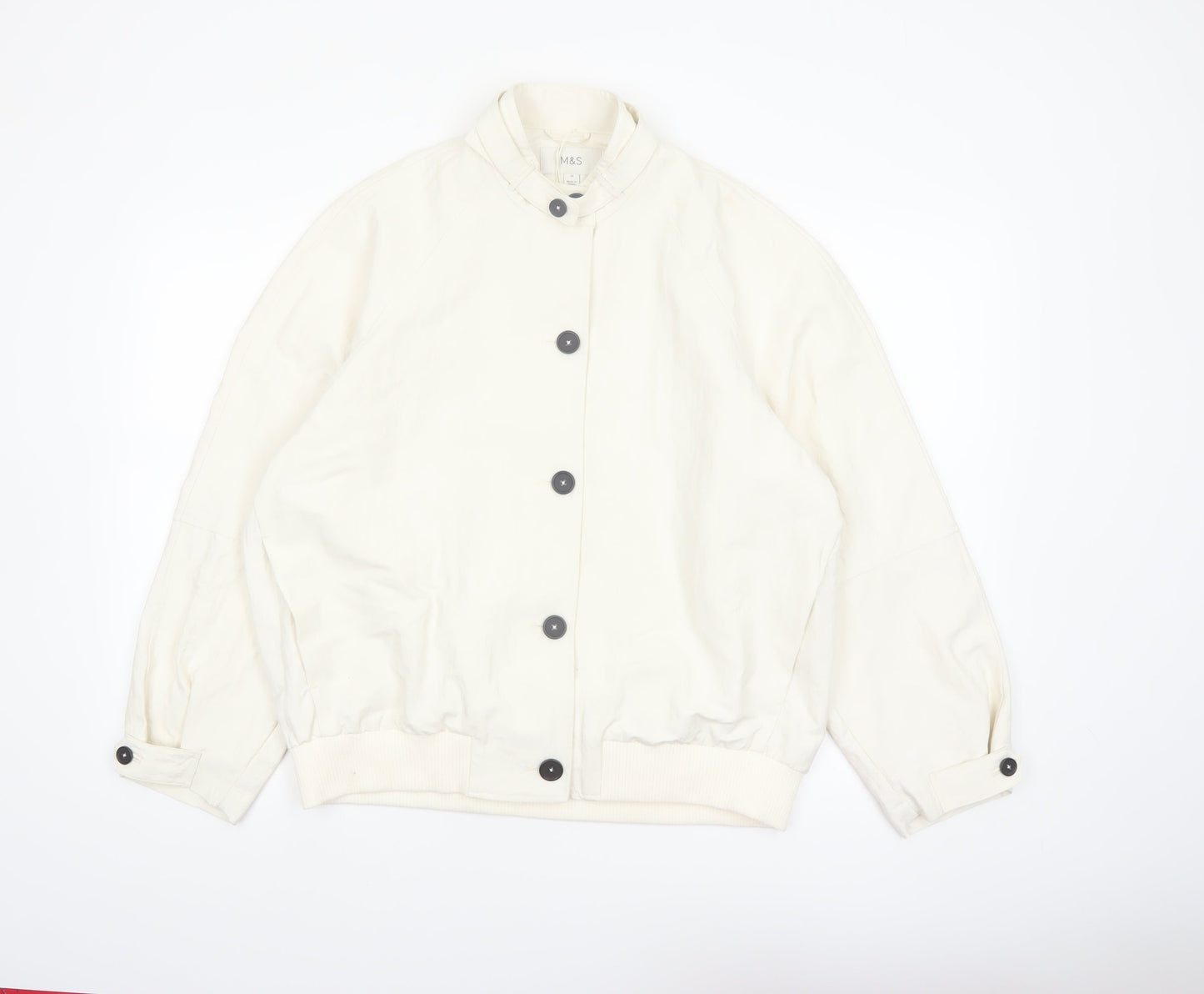 Marks and Spencer Men's Ivory Bomber Jacket Size M Polyester Button-Up