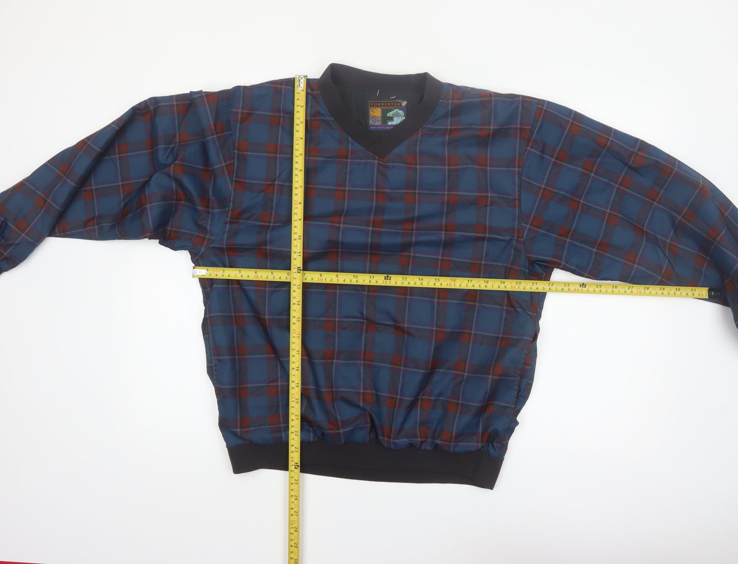 Forrester Men's Blue Plaid V-Neck Pullover Sweatshirt Size S