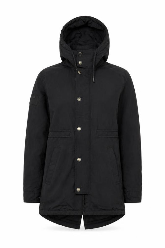 Superdry Women's Black Parka Jacket Size S Hooded Water Resistant