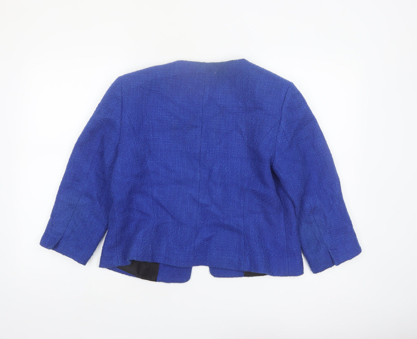 Precis Women's Blue Bouclé Cropped Blazer Jacket UK 14