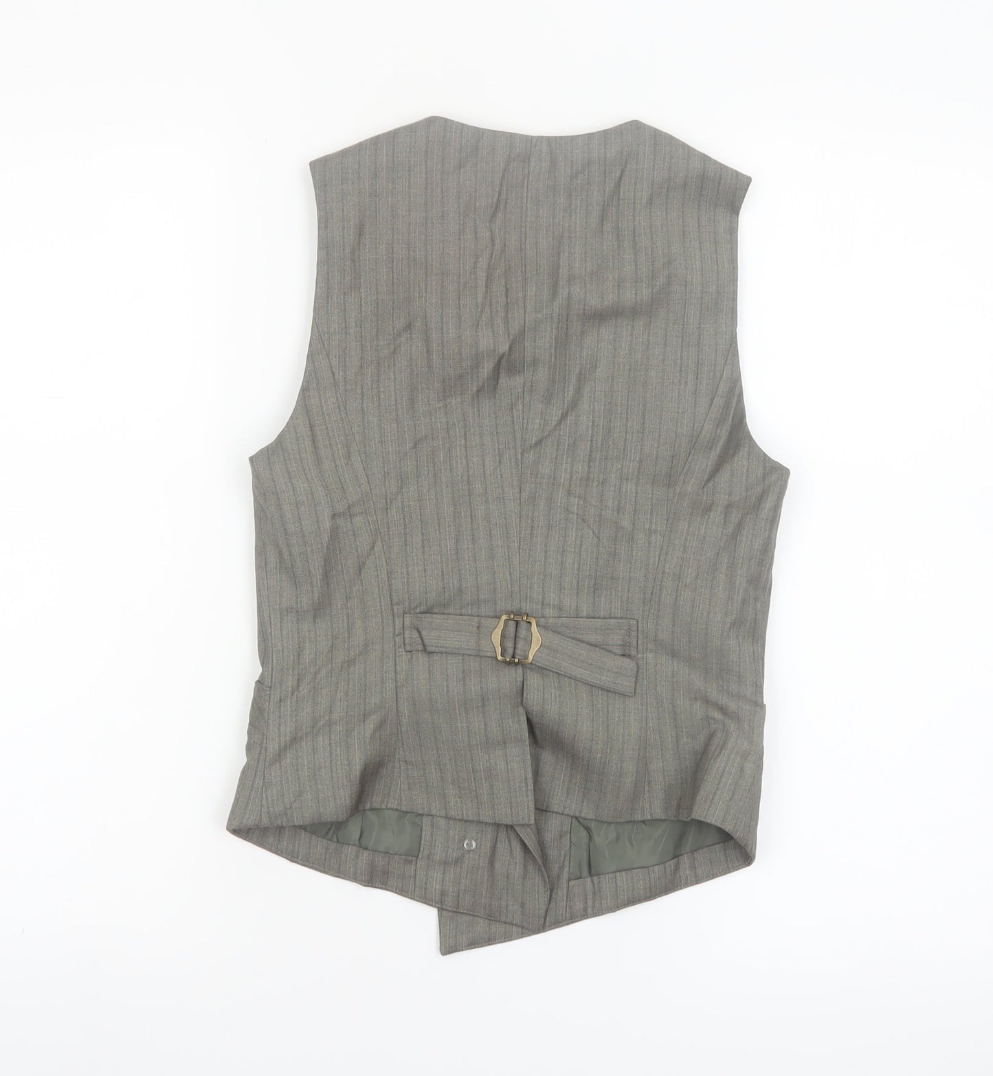 Vila Women’s Grey Pinstripe Waistcoat Size S Lined Belted