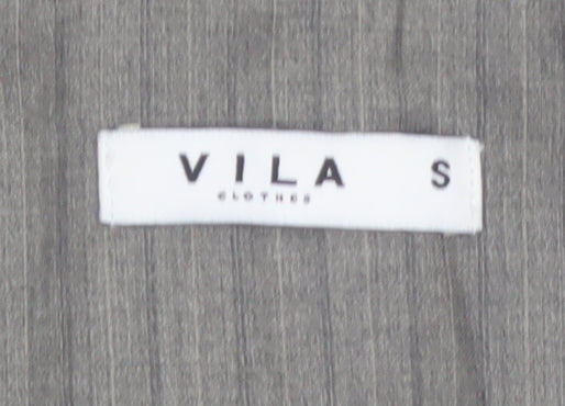 Vila Women’s Grey Pinstripe Waistcoat Size S Lined Belted