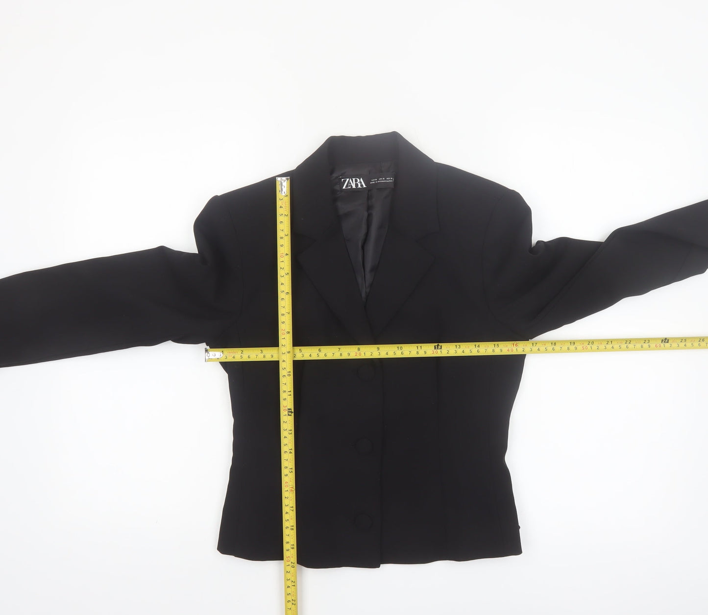 Zara Women's Black Slim Fit Single-Breasted Blazer Jacket S