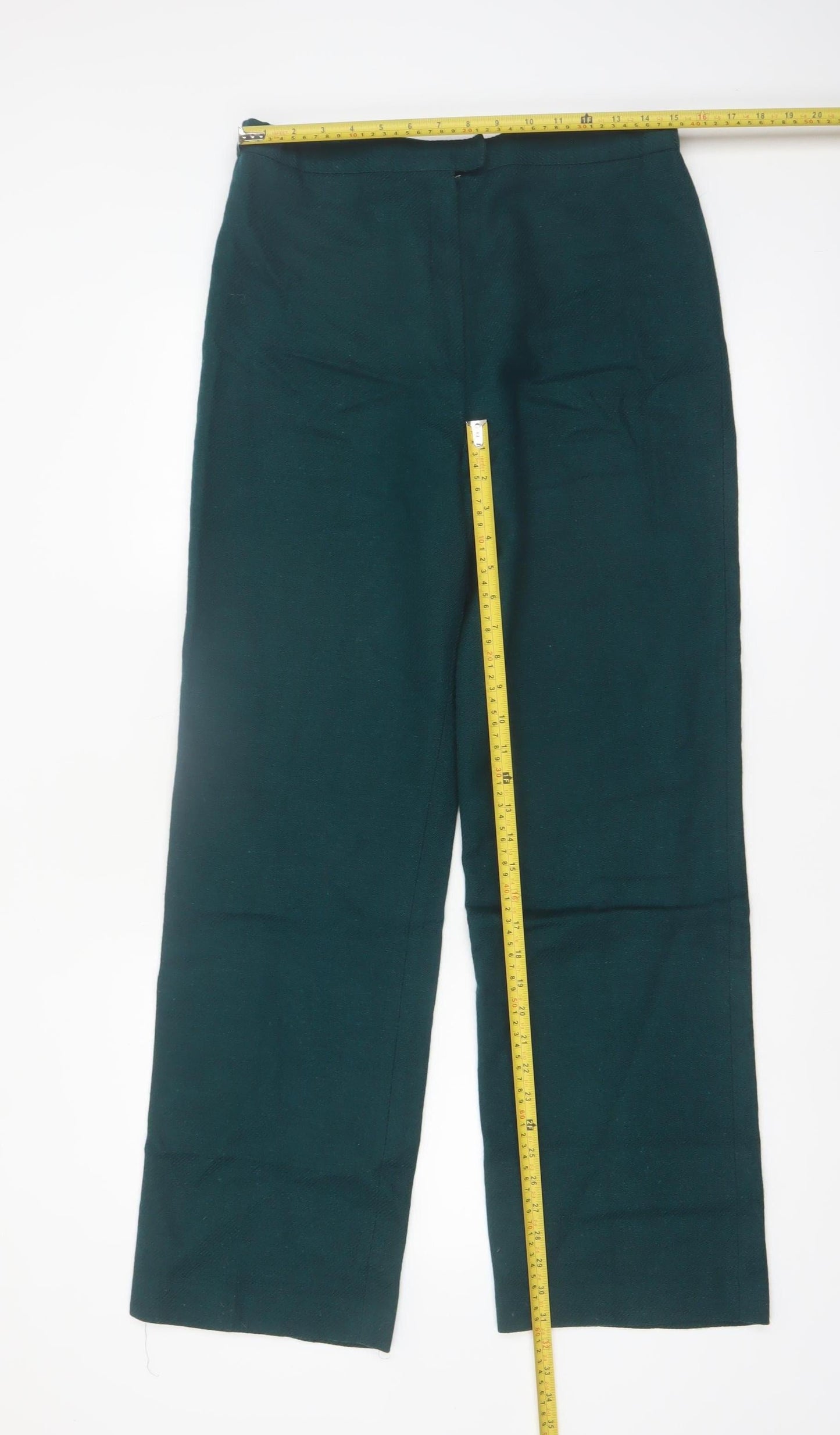 Country Suburbans Women Dark Green Wool Straight Trousers Size 14