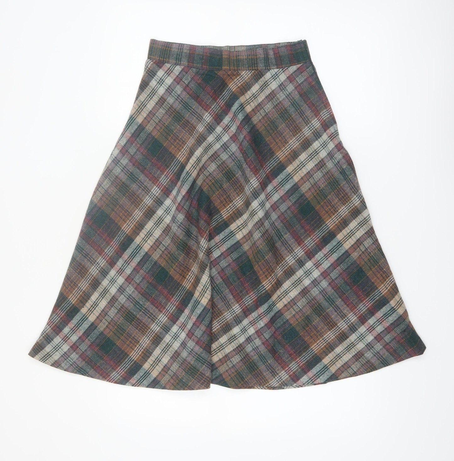 Bryn Mawr Womens Multicoloured Plaid Wool A-Line Midi Skirt Size 8