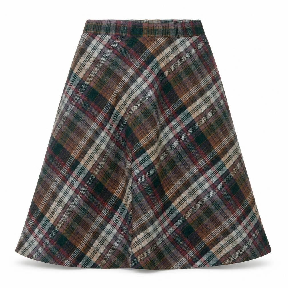 Bryn Mawr Womens Multicoloured Plaid Wool A-Line Midi Skirt Size 8