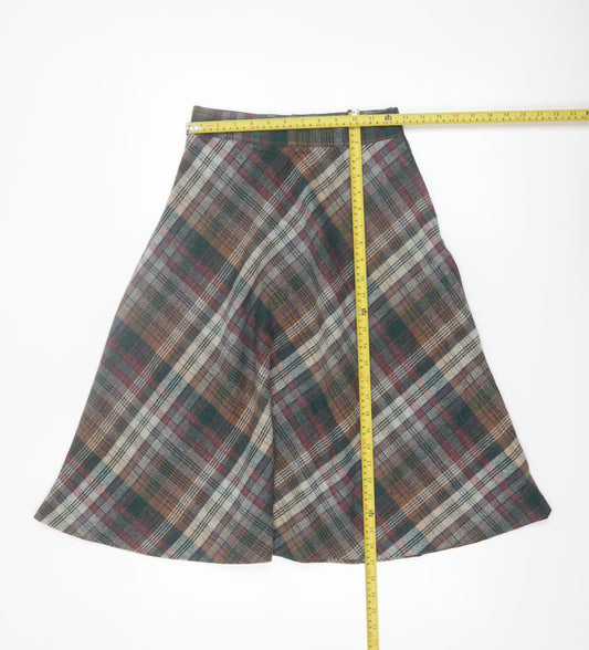 Bryn Mawr Womens Multicoloured Plaid Wool A-Line Midi Skirt Size 8