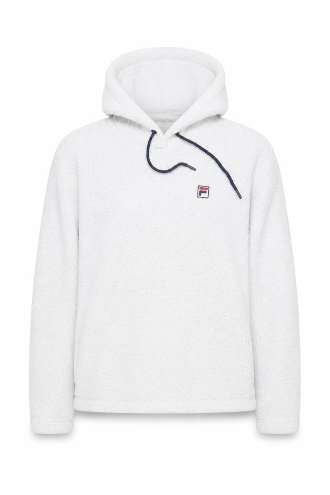 Fila Women White Fleece Pullover Hoodie Size M Relaxed Fit
