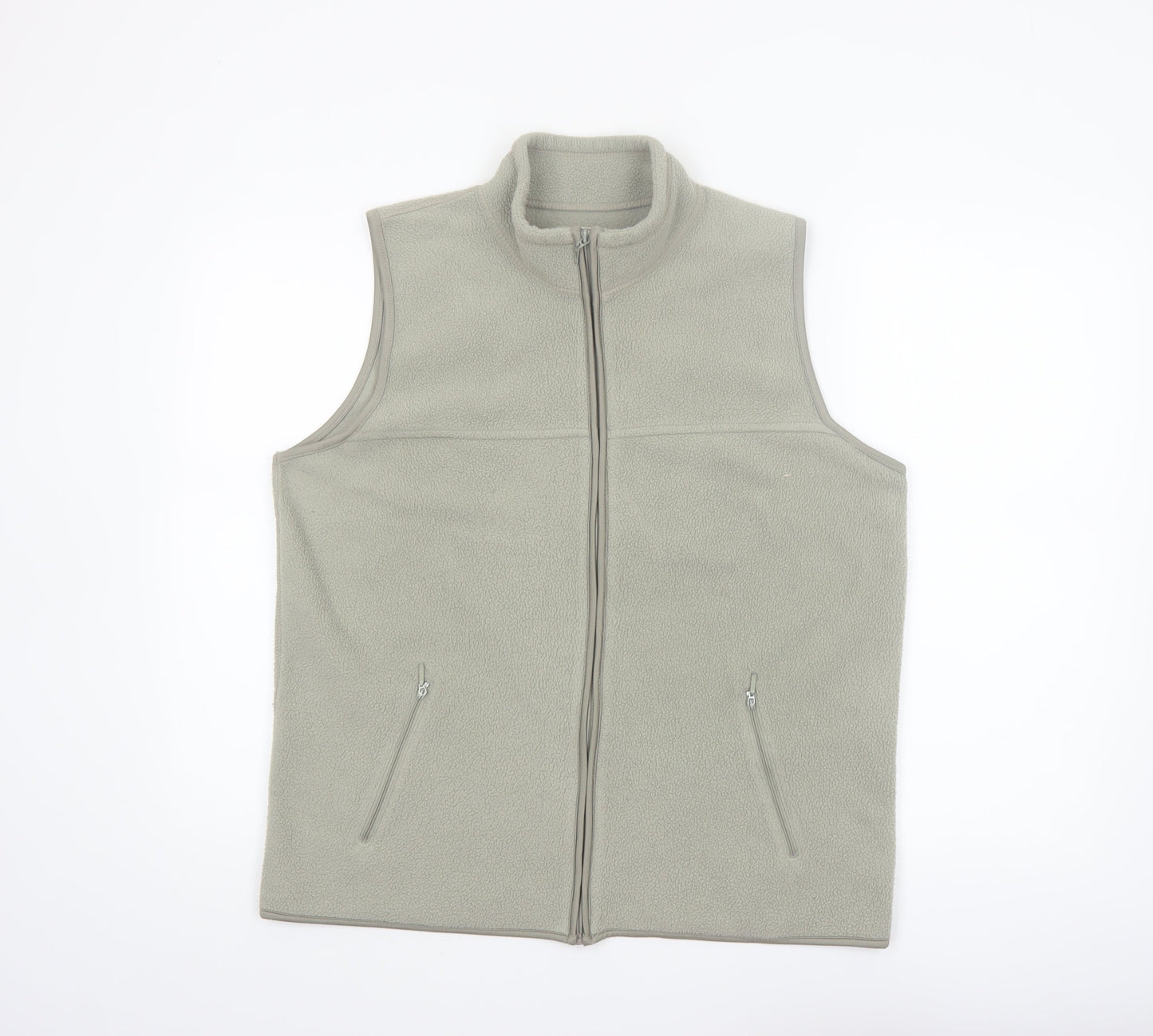 EWM Women Beige Fleece Bodywarmer Waistcoat Size 14 Regular Zip Style
