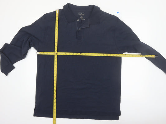 L.L.Bean Men's Blue Long Sleeve Cotton Polo Shirt Size L