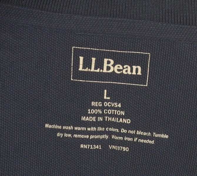 L.L.Bean Men's Blue Long Sleeve Cotton Polo Shirt Size L