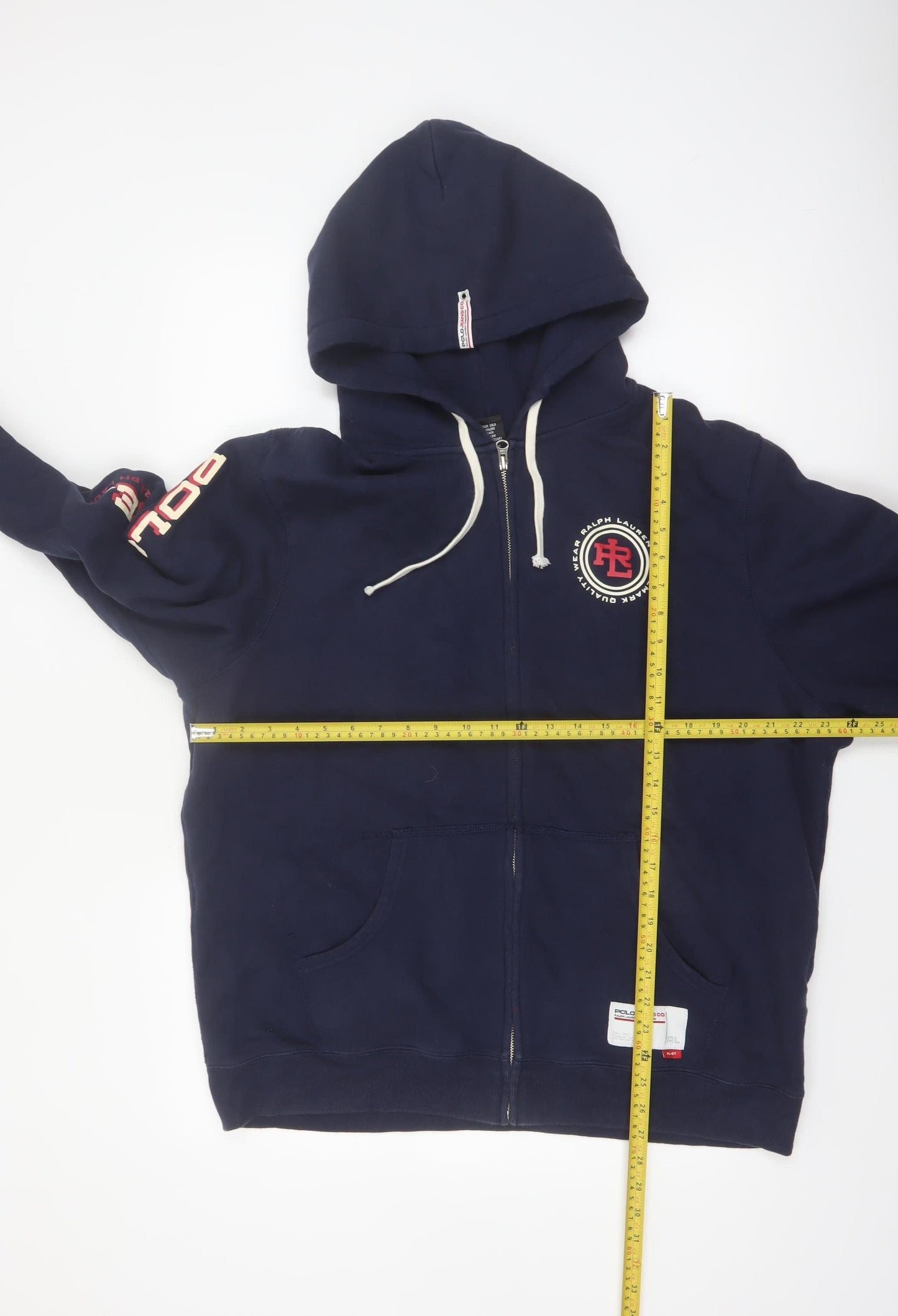 Ralph Lauren Polo Jeans Men Blue Full Zip Hoodie Size L Logo Print