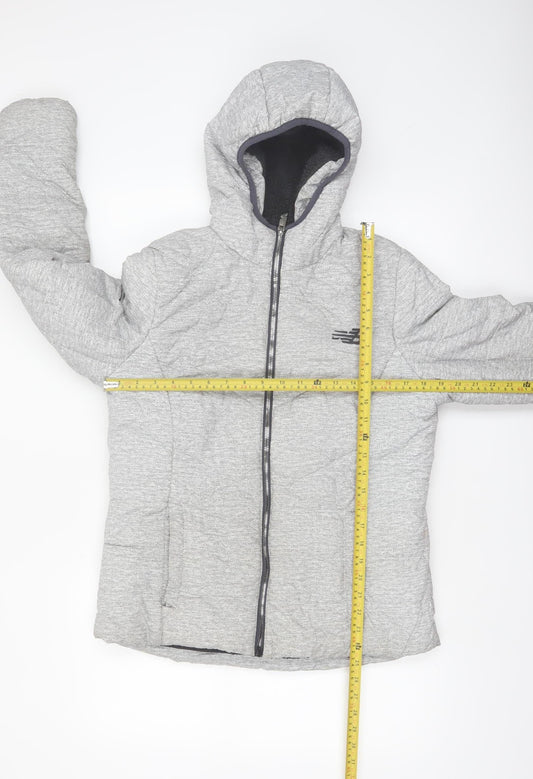 New Balance Women's Grey Hooded Puffer Jacket Size M