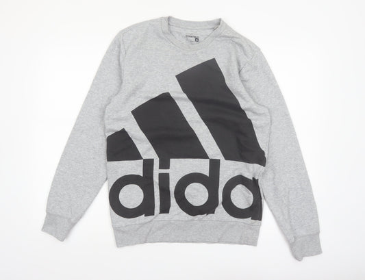 Adidas Men's Grey Sport Essentials Crew Neck Sweatshirt Small