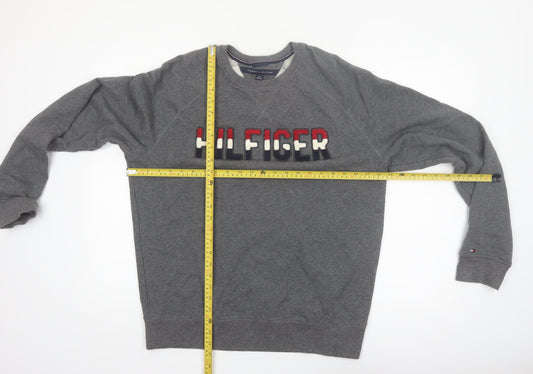 Tommy Hilfiger Men's Grey Embroidered Logo Sweatshirt L