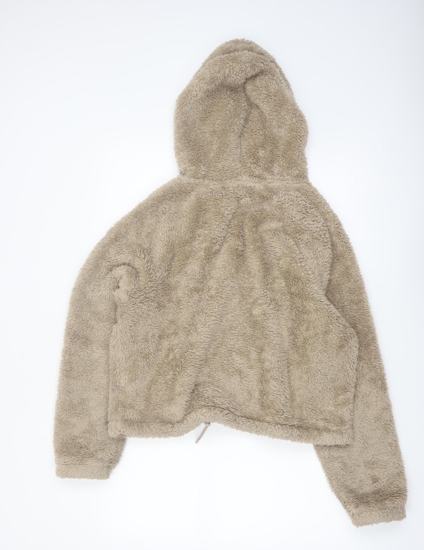 H&M Womens Beige Pullover Hoodie Size 12 Fleece Hooded Sweatshirt