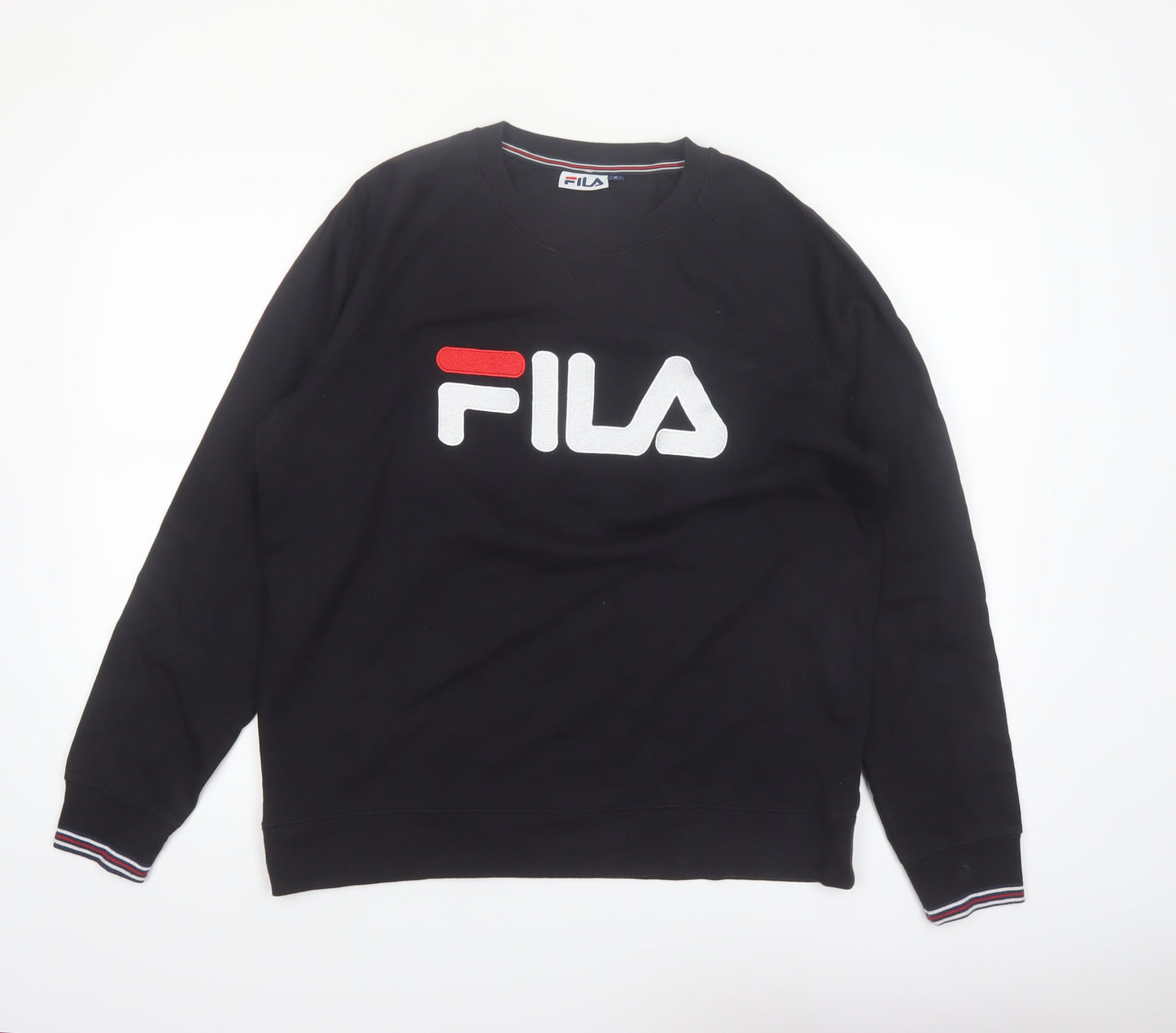 FILA Men's Black Logo Crew Neck Pullover Sweatshirt Size L
