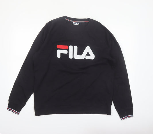 FILA Men's Black Logo Crew Neck Pullover Sweatshirt Size L