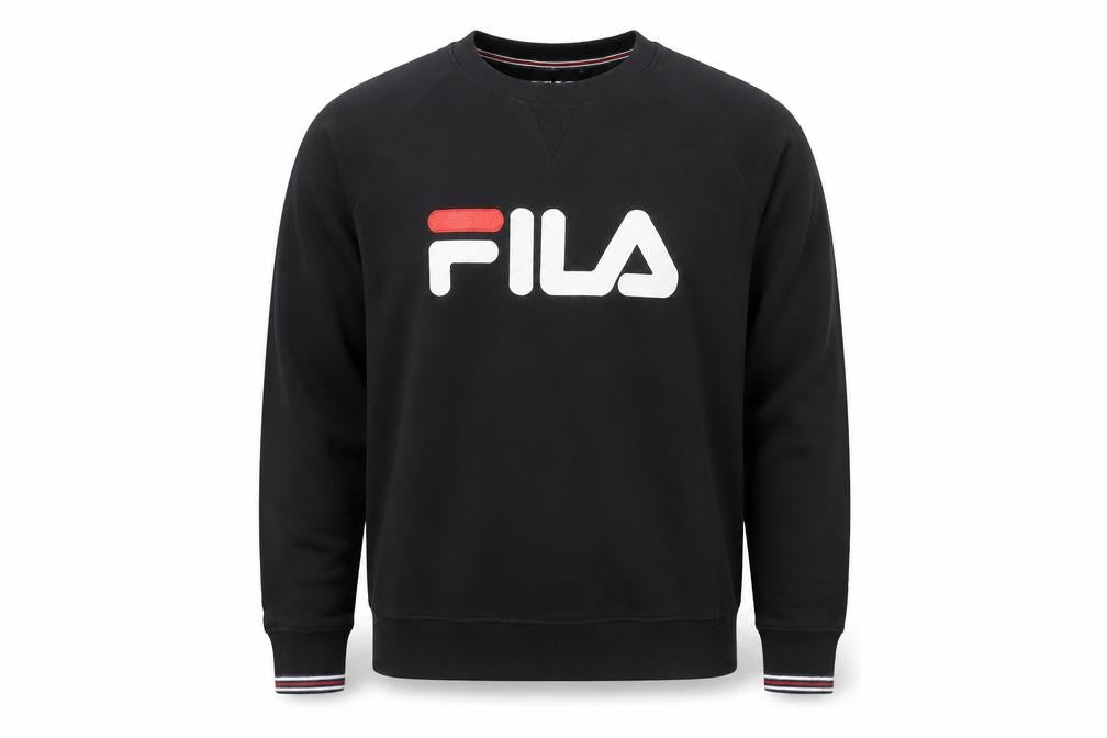 Fila Men's Black Logo Crew Neck Pullover Sweatshirt Size L