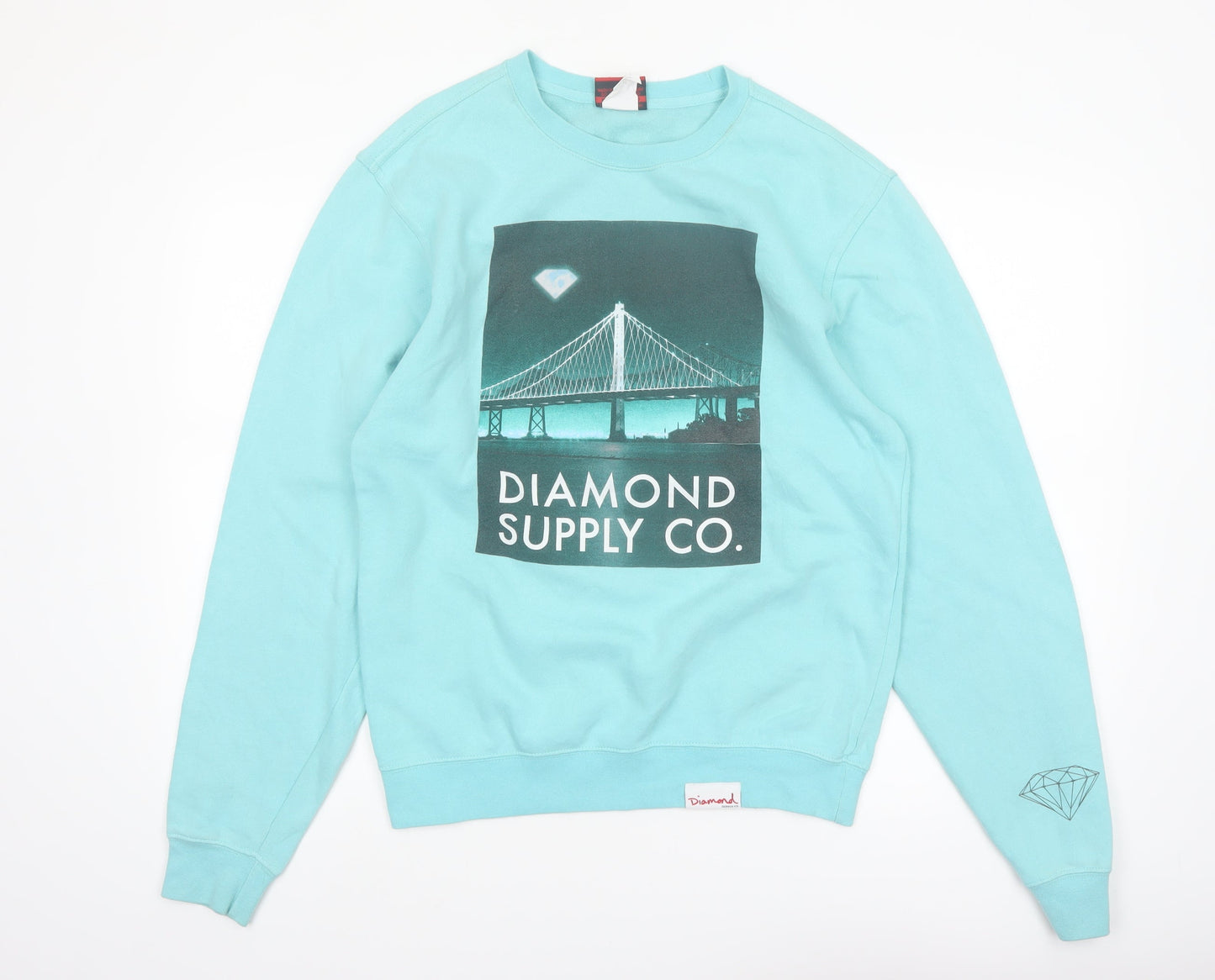 Diamond Supply Co. Mens Blue Pullover Sweatshirt Size S Graphic Print