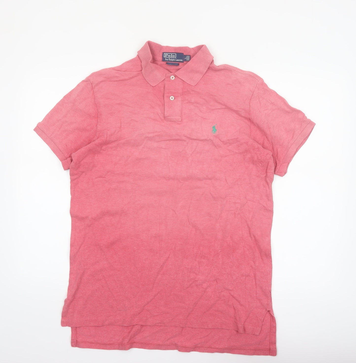 Ralph Lauren Men's Pink Custom Fit Cotton Polo Shirt L