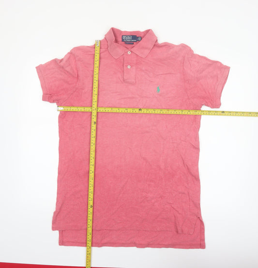 Ralph Lauren Men's Pink Custom Fit Cotton Polo Shirt L