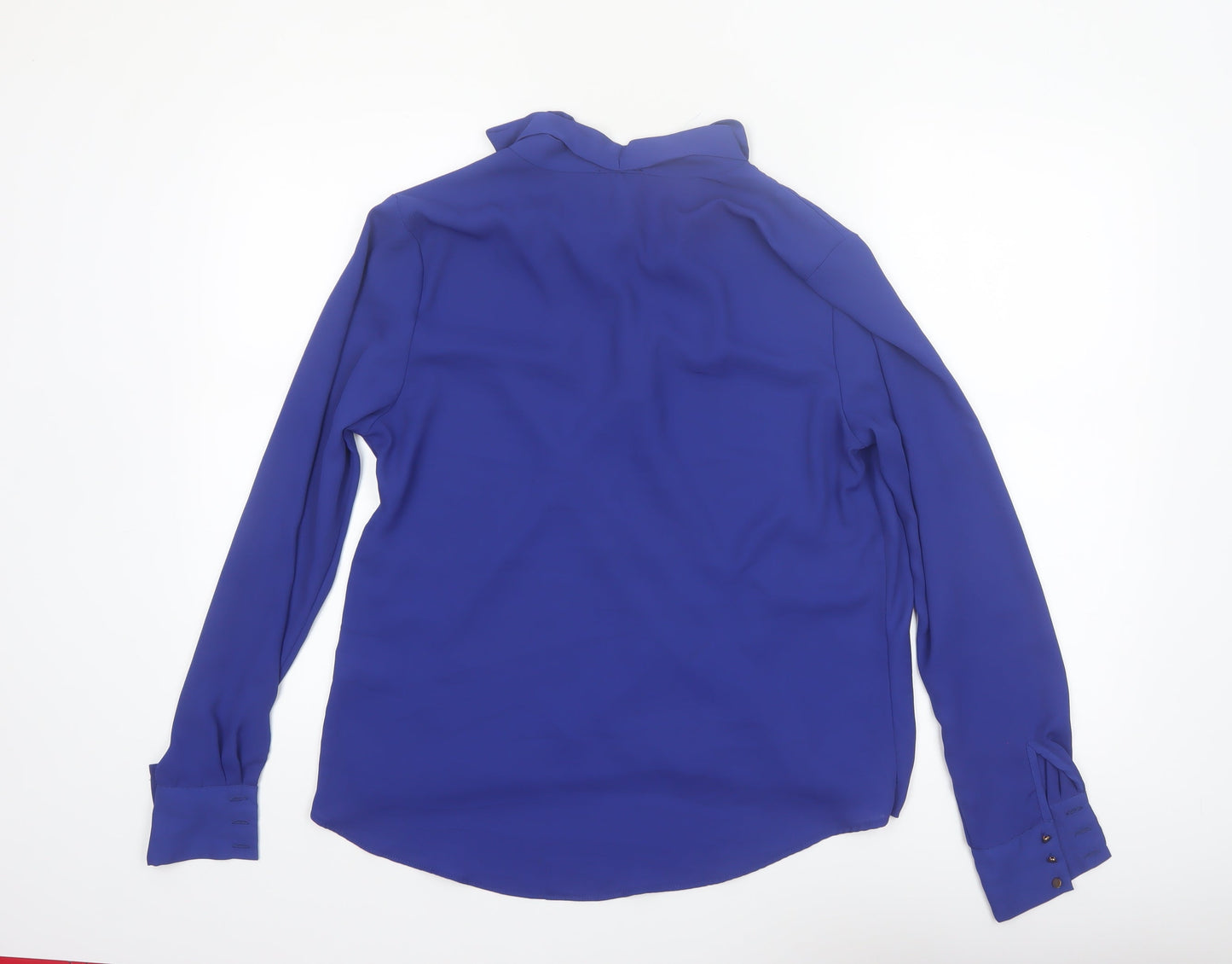 River Island Women's Blue Wrap V-Neck Long Sleeve Blouse Size 12