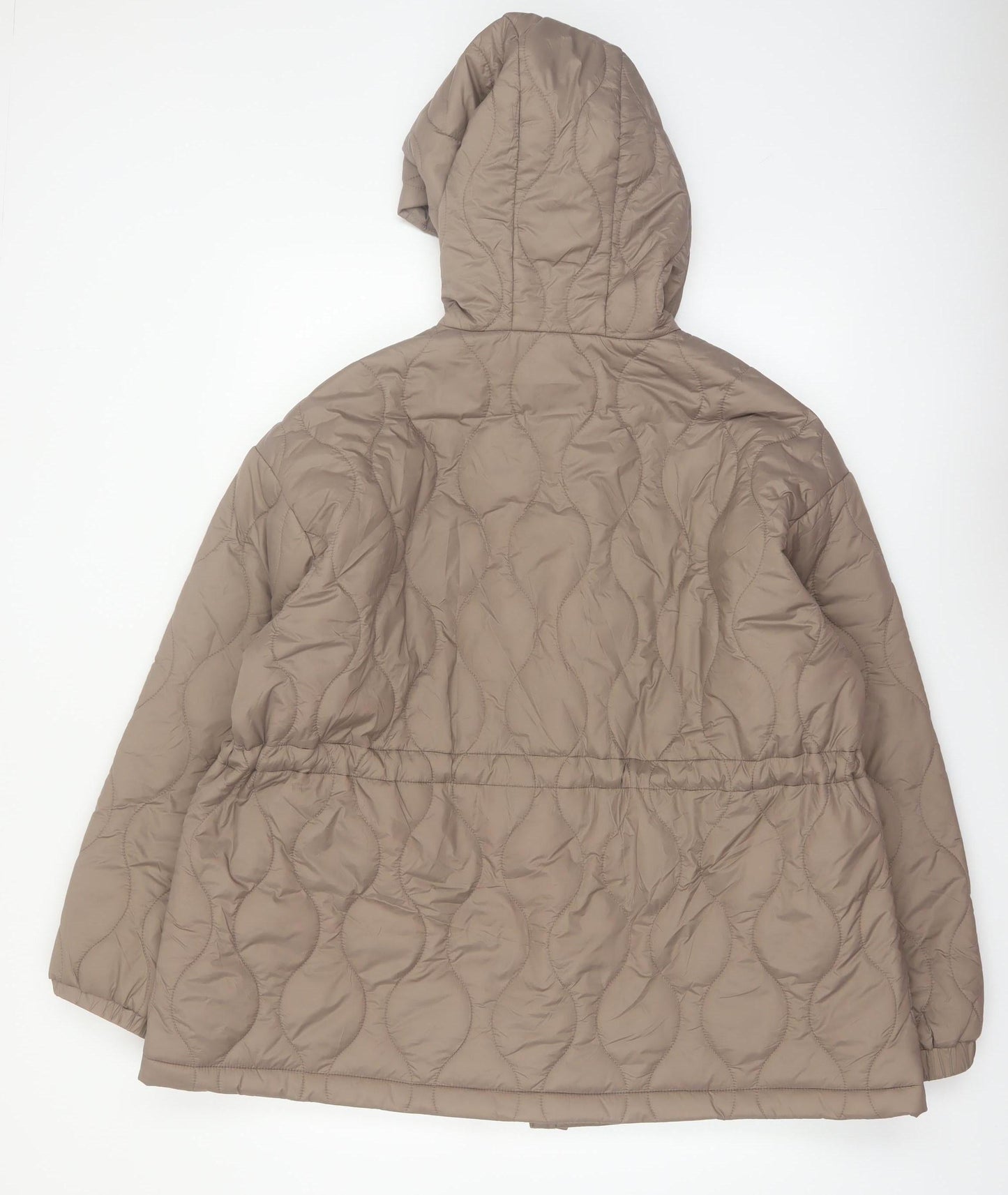 Primark Womens Beige Quilted Hooded Mid-Length Puffer Jacket XL