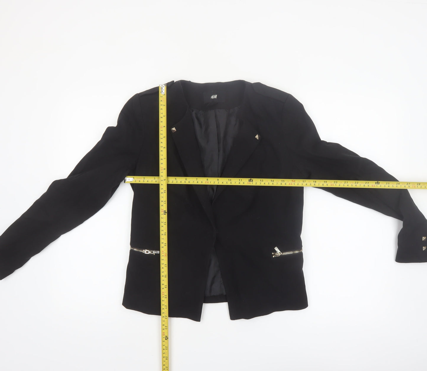 H&M Womens Black Size 12 Regular Fit Single-Breasted Blazer Jacket