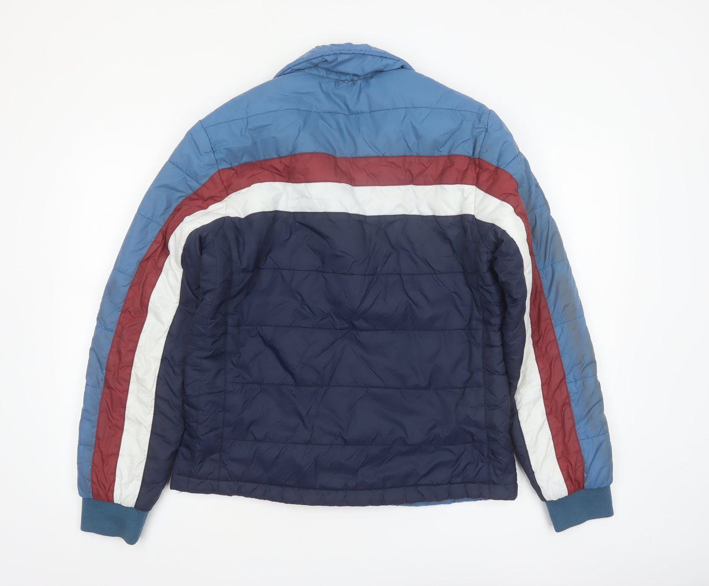 Pretty Green Men's Blue Retro Puffer Jacket Size M Nylon Winter Coat