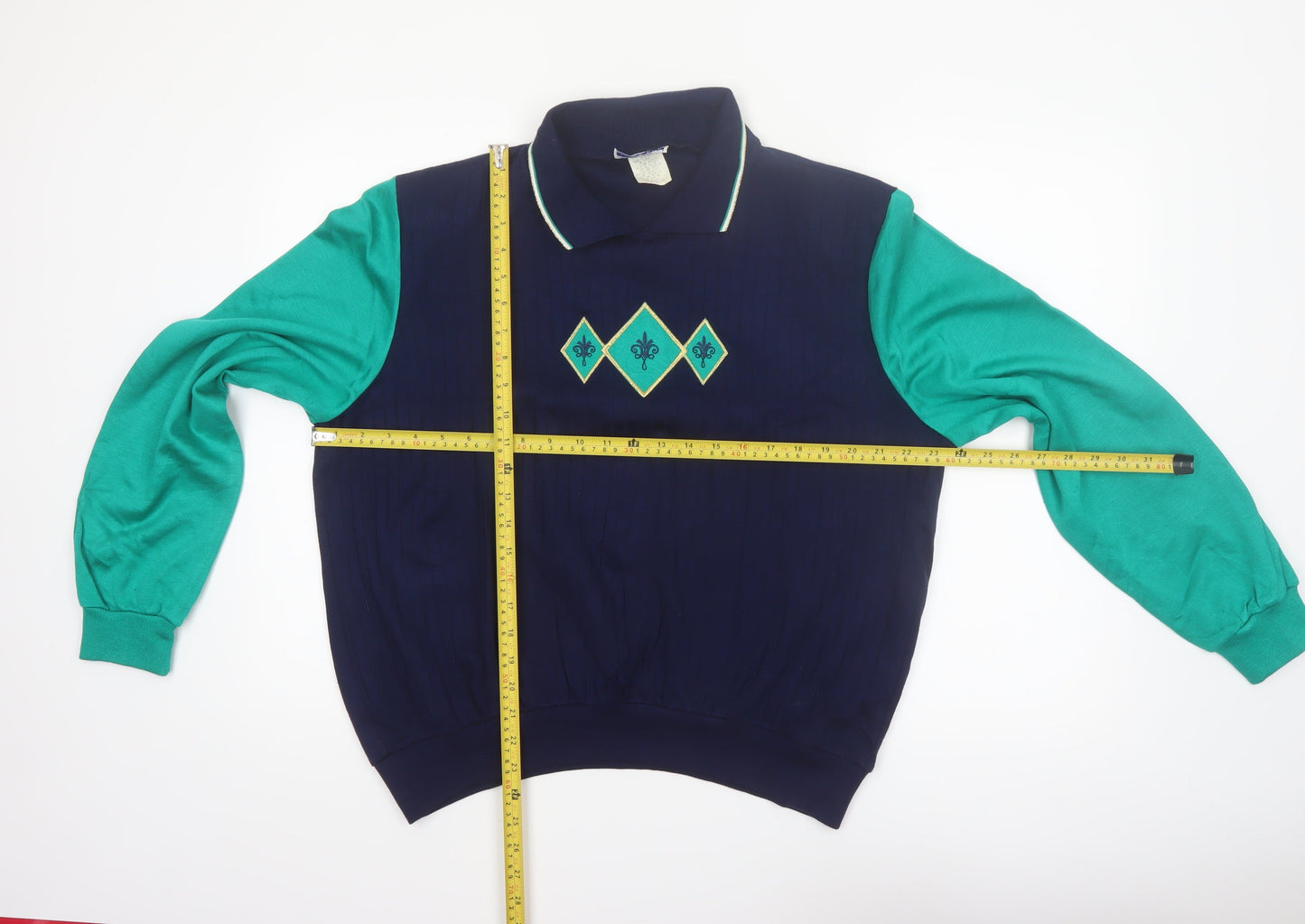 Cape Cod Sportswear Men's Blue Argyle Long Sleeve Polo L Retro