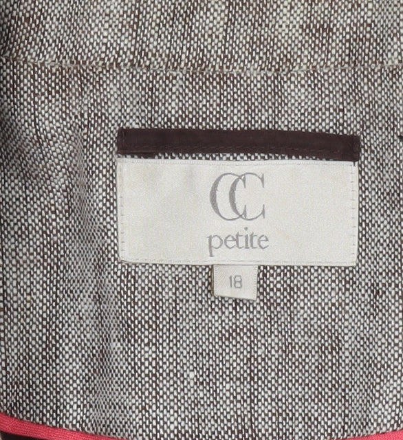 CC Petite Women's Beige Linen Blazer Jacket Size 18