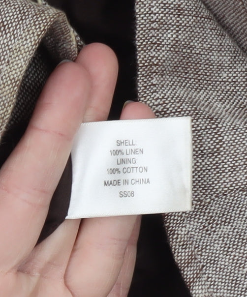 CC Petite Women's Beige Linen Blazer Jacket Size 18