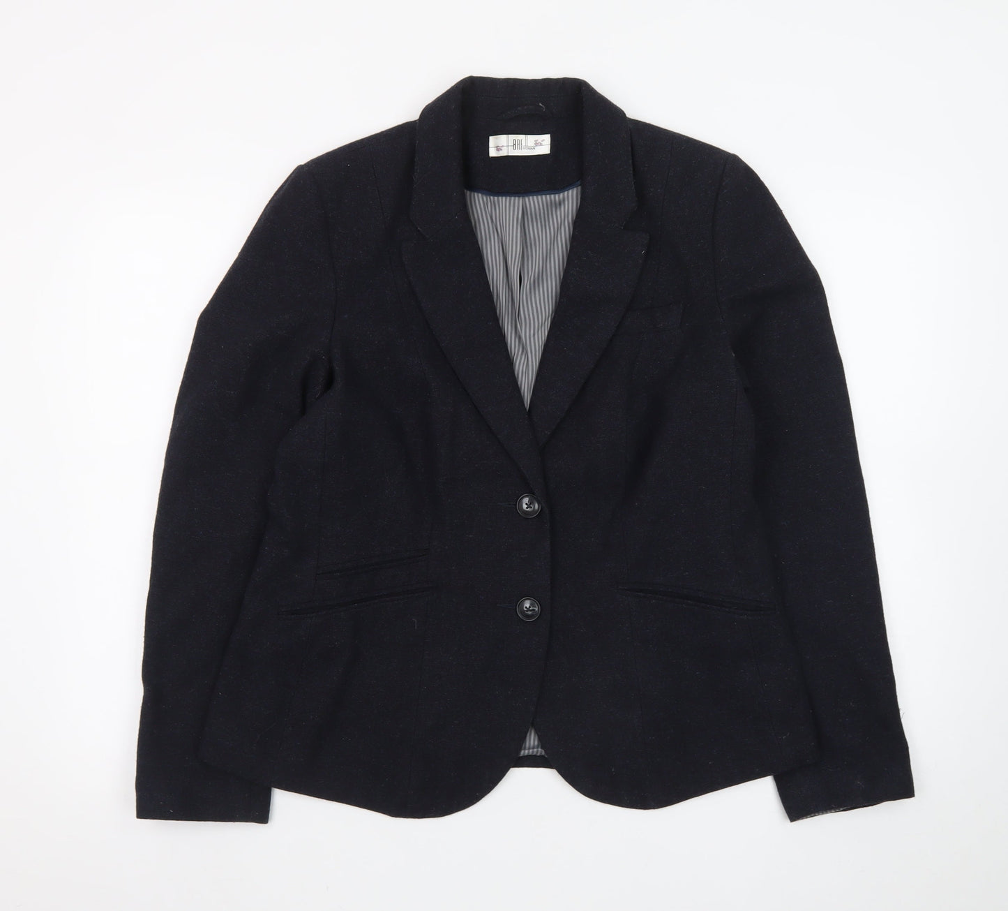 BAF Woman Black Wool Blend Tailored Blazer Jacket UK 16